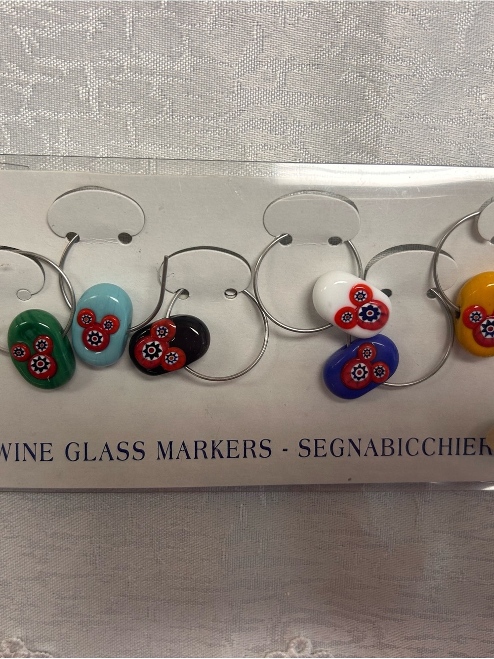 2013 Disney Parks Murano Glass Wine Markers Mickey Mouse Proietto Perle Italy